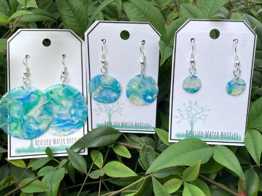 faux stained glass plastic earrings // RescuedWaterBottles