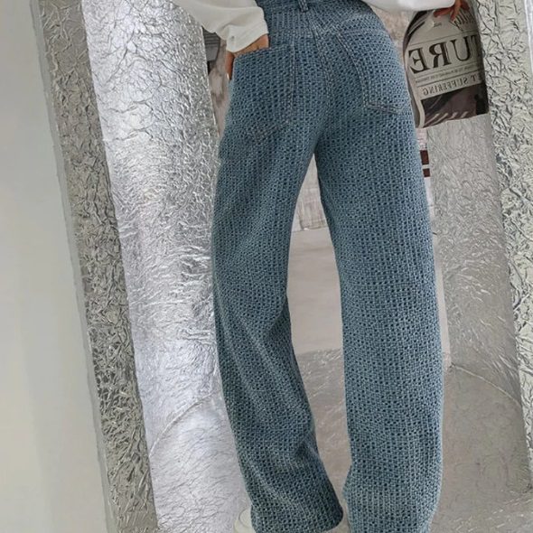 high waist knitted denim flared palazzo jeans // giddyupwifme