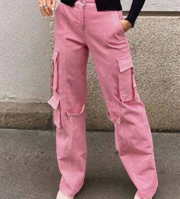 pink cotton cargo pants // MeloDesignsArt
