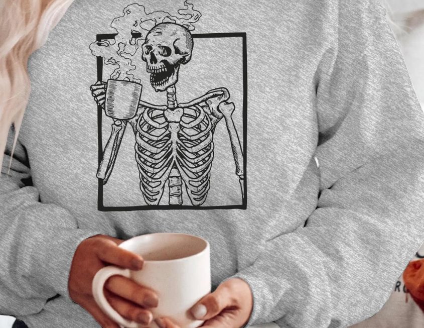 skeleton coffee time sweater // ColourDropsUK