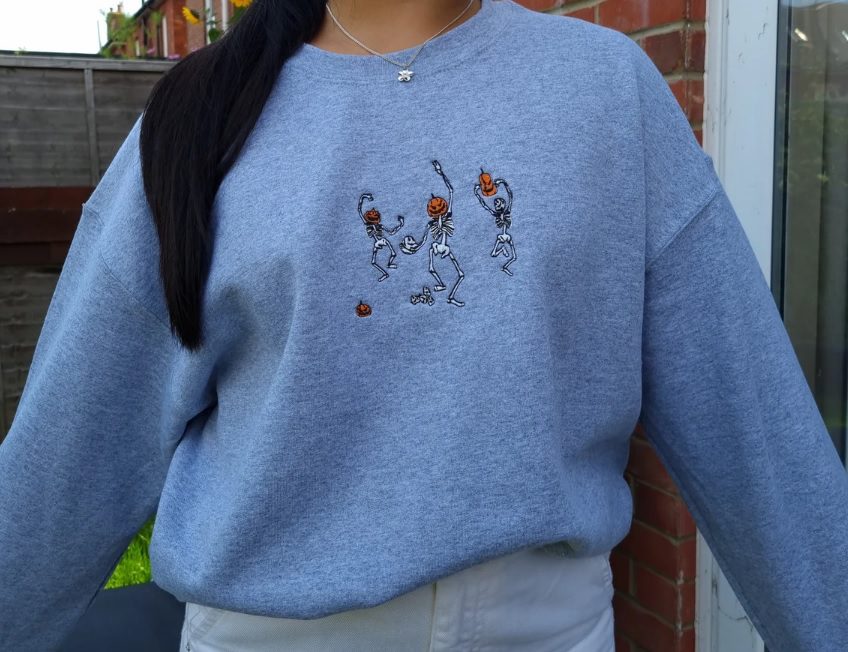 subtle skeleton embroidered sweater // TahikoStitch