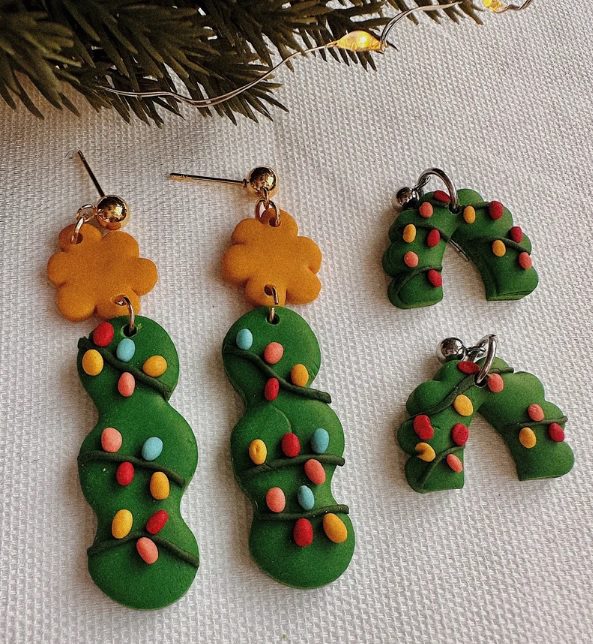 christmas tree clay earrings // LoveClayco