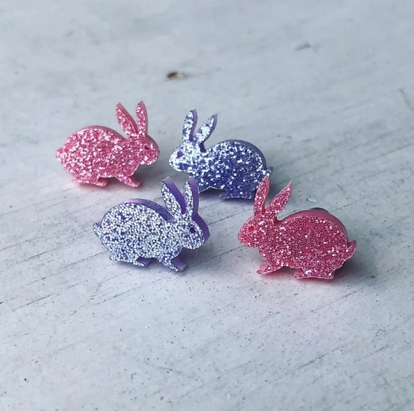 glittery rabbit stud earrings // BeadsBaublesBlessing