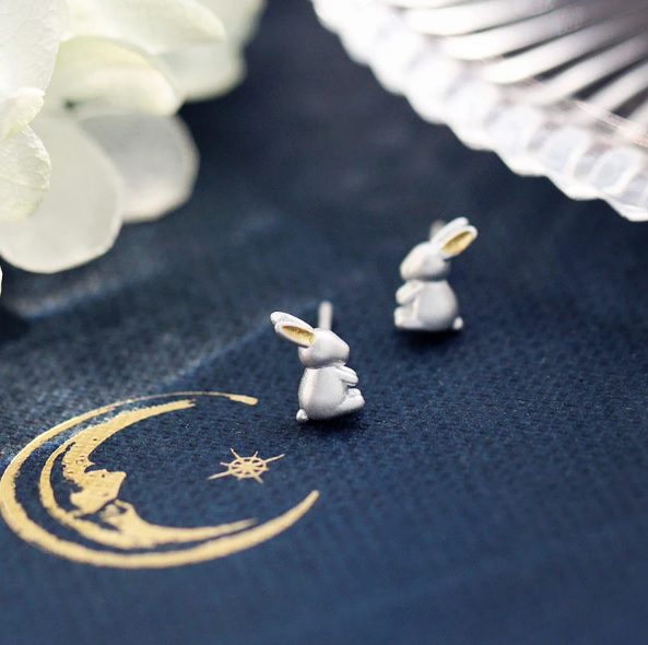 sterling silver minimalist rabbit earrings // GEdesignJewelry