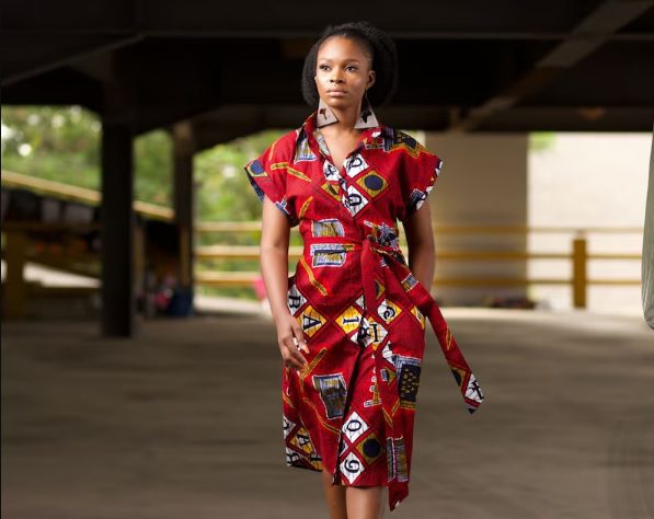 african abstract print red shirt dress // Naborhi