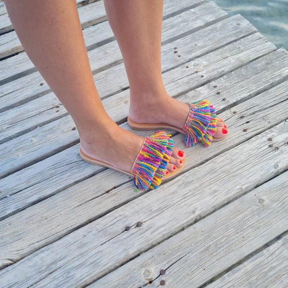 colorful fringe summer sandals