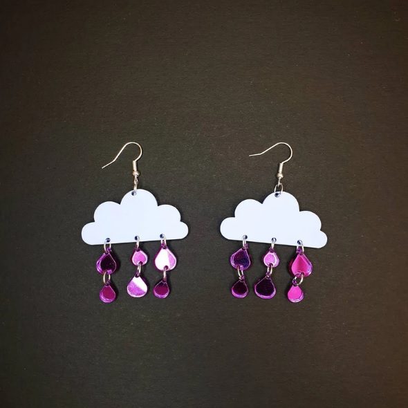 purple rain cloud earrings // ShelsFierceDesigns