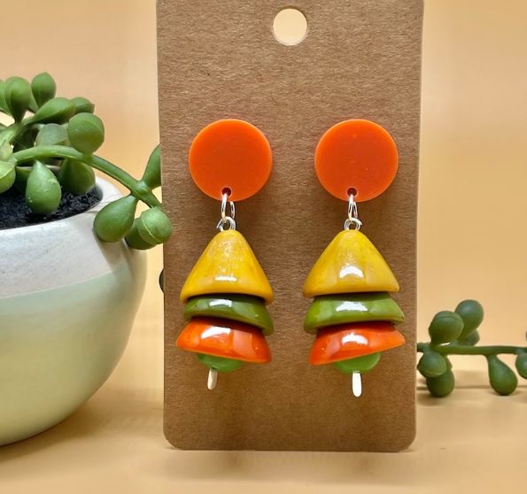 dangle wooden colored wood earrings // Shatayiadesigns
