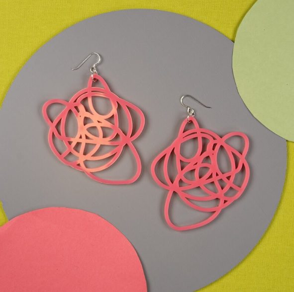 pink abstract knot statement earrings // DarlingMarcelleShop