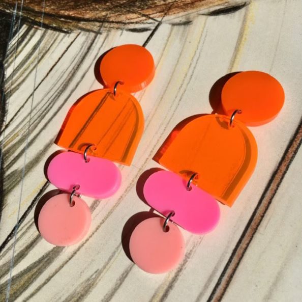 retro acrylic geo statement earrings // GetMadeinLA