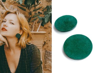 green round suede stud earrings // WooHooLeatherJewels