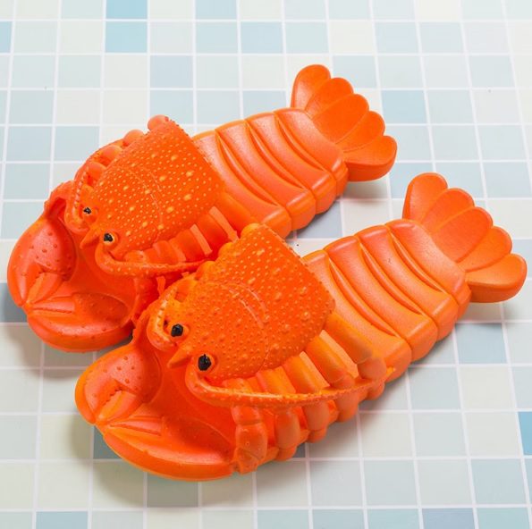 orange lobster slippers