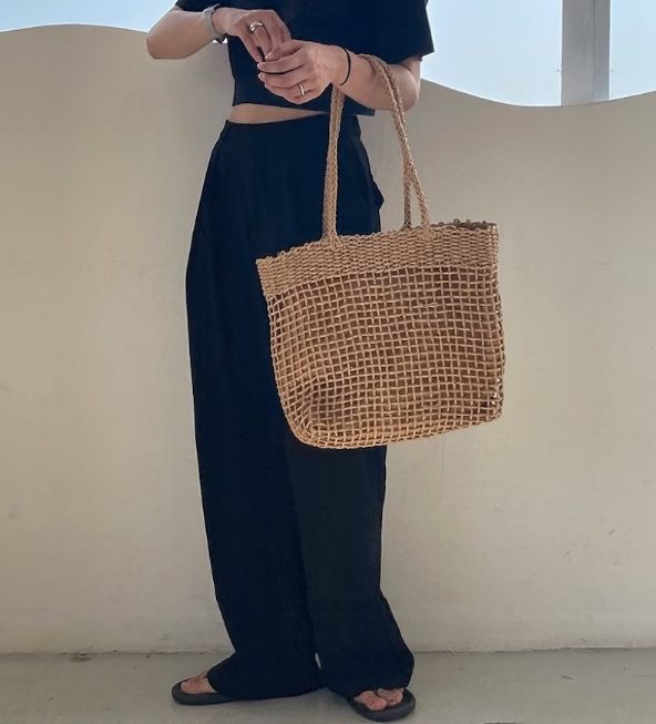 woven tote boho bag with cotton liner // PROJECTKCA