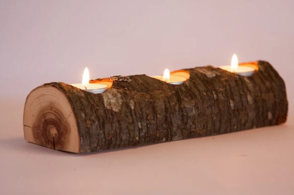 rustic wooden log tea light holder // PlaceCardHolderShop