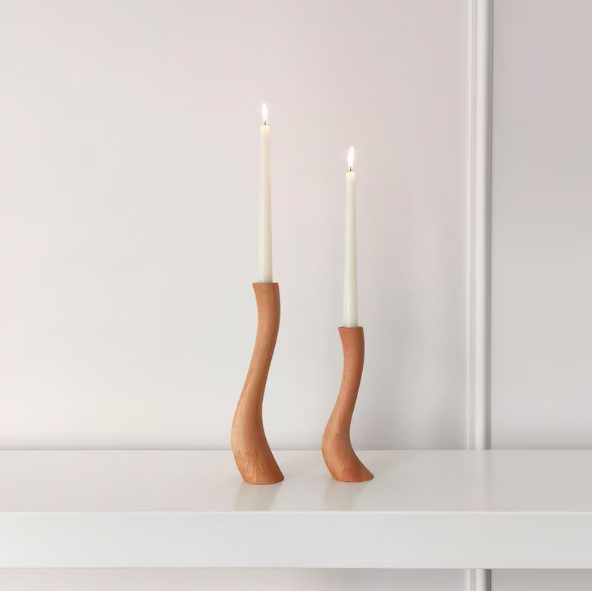 set of 2 scandi wooden candlestick holder // DEZAART