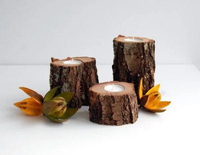 set of 3 wood tree branch candle holder // ZwoodZ