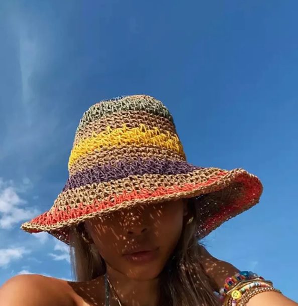 colorful straw beach hat // BottegaApparel