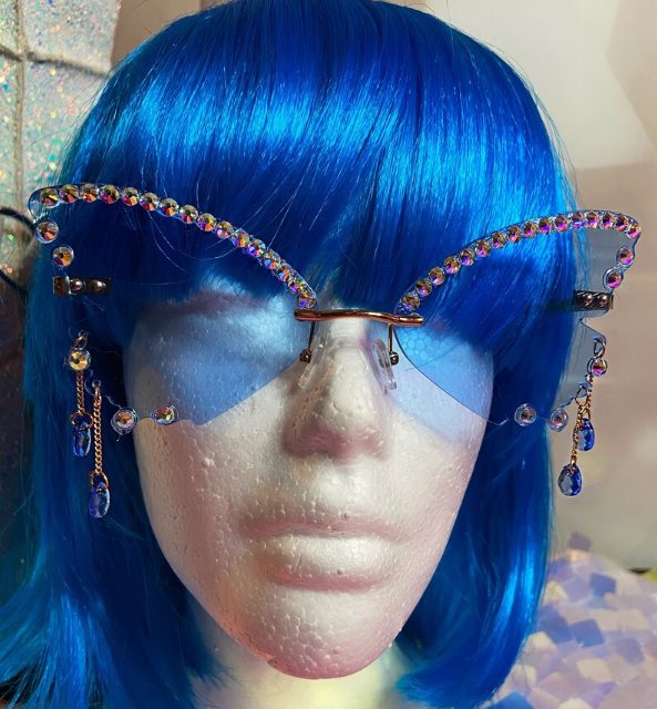 crystal drip blue butterfly sunglasses // TheNocturnalShop