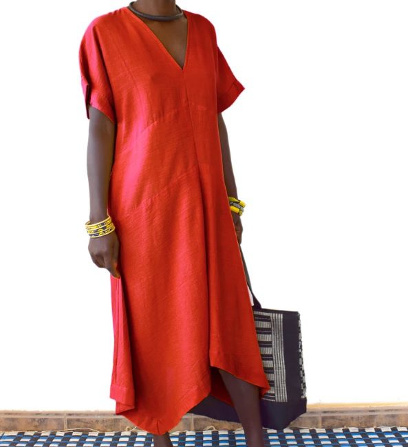 red midi asymmetric dress // MELOKANE