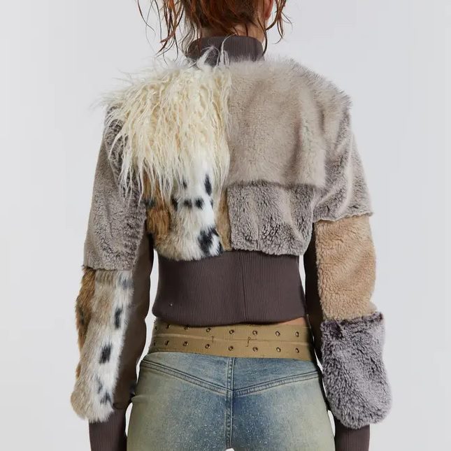faux fur cropped bomber jacket // jaded london