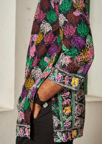 breezy batik floral kurta with long sleeves for diwali 2023 // Jefferey Goh
