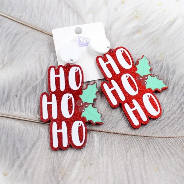 quirky christmas festive ho ho ho earrings // BobbleisciousNovelty