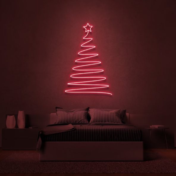 minimalist christmas tree neon sign // TheNeonLabStore