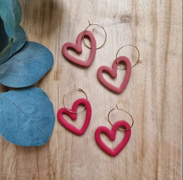 clay heart hoop earrings // Alicesclaydesigns