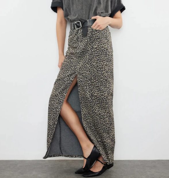 long leopard denim skirt // dandelionbyny