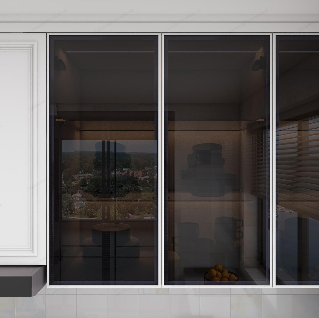 Fadior FBGC29C33 narrow frame tinted glass cabinet doors on a kitchen wall unit